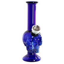 Champ HIGH - Mini Skull Glass Bong Blå 12 cm